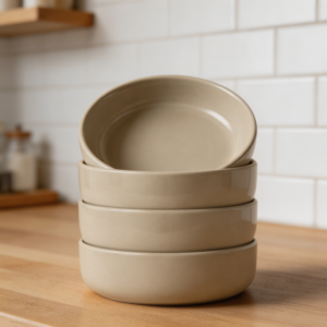5.5" Linen Gray Glazed Stoneware Bowls Set of 4