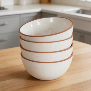 28oz Vanilla White Ceramic Bowls Set of 4