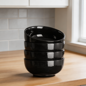 22oz Black Ceramic Bowls Set of 4