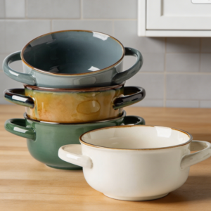 28oz Ceramic Soup Bowls with Handles Set of 4